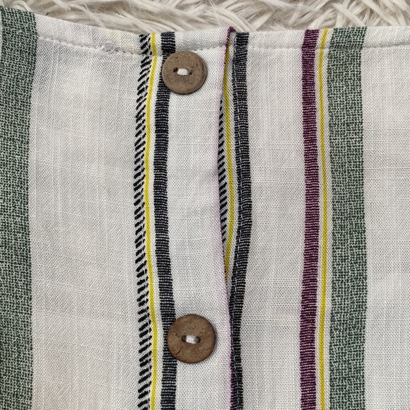 Staccato Cap Sleeve Button Back Top 💗 White & Multi Stripes - Picture 11 of 16